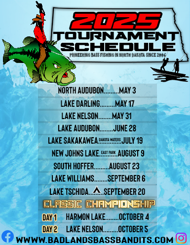 2025 Badlands Bass Bandits Tournament Schedule